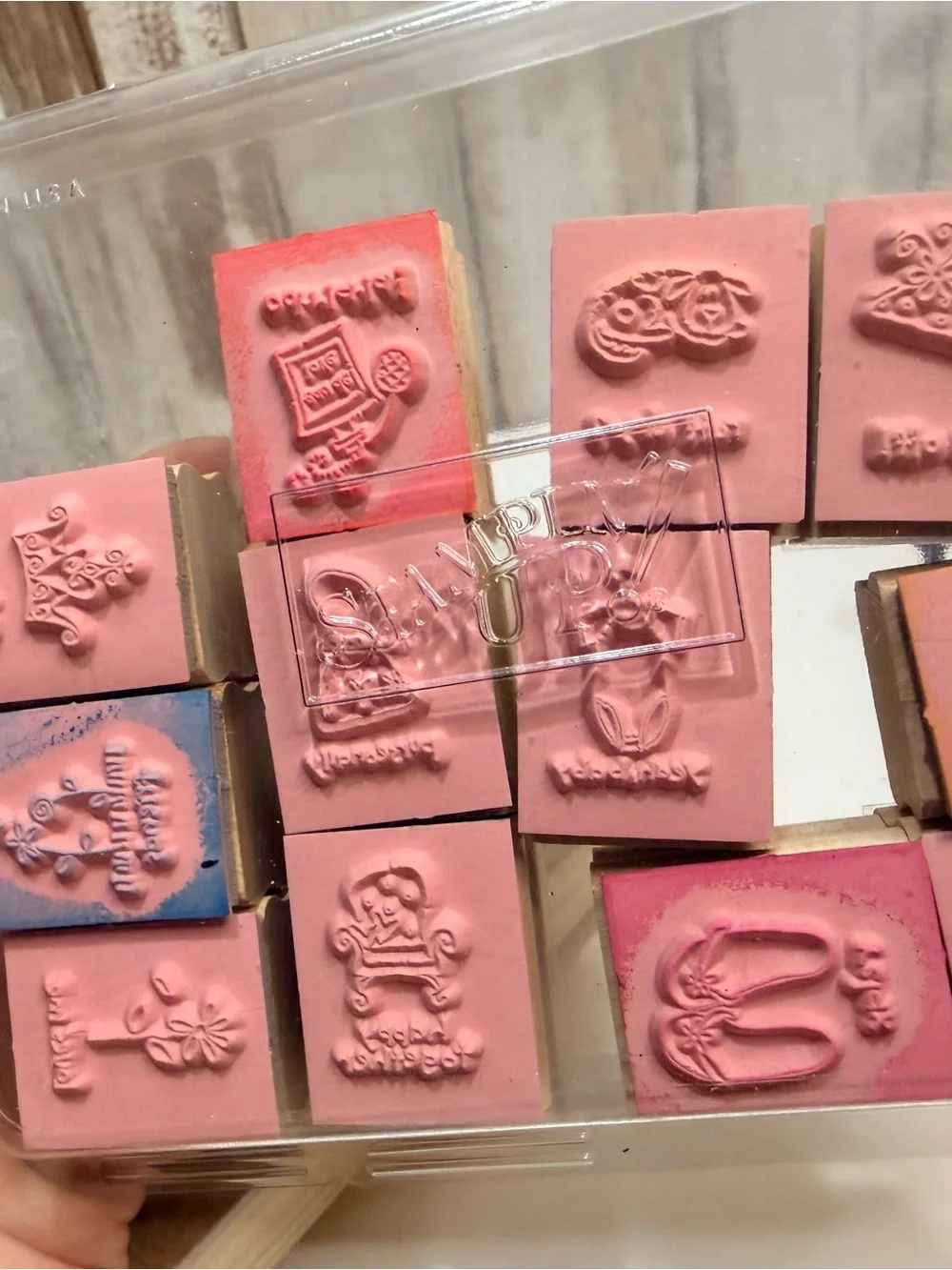Wooden Rubber Stamp Set - Natural Wood Tone